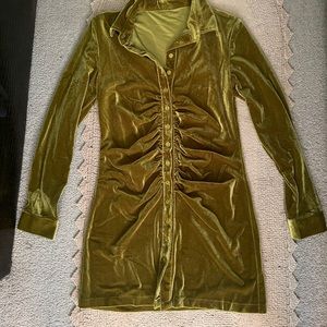 Green Velvet Button down dress